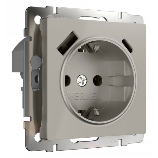 Розетка с заземлением и со шторкой и 2хUSB type A и C, без рамки Werkel дымчатый W1271704