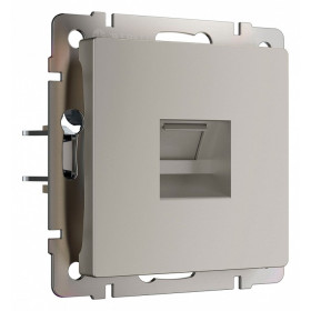 Розетка Ethernet RJ-45 и со шторками, без рамки Werkel дымчатый W1281004