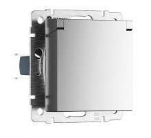 Розетка с заземлением и со шторкой, без рамки с крышкой Werkel серебряный матовый W1171265