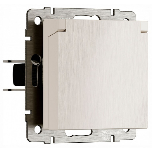 Розетка влагозащищенная с заземлением и со шторкой, без рамки с крышкой Werkel перламутровый рифленый W1171213