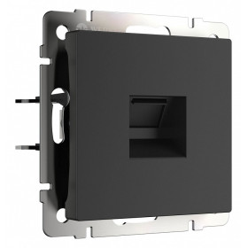 Розетка Ethernet RJ-45 и со шторками, без рамки Werkel черный матовый W5120108