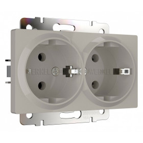 Розетка двойная с заземлением, без рамки Werkel дымчатый W1272004