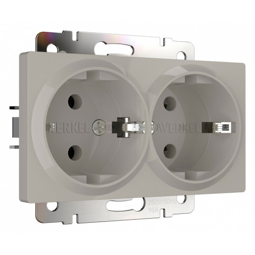 Розетка двойная с заземлением, без рамки Werkel дымчатый W1272004