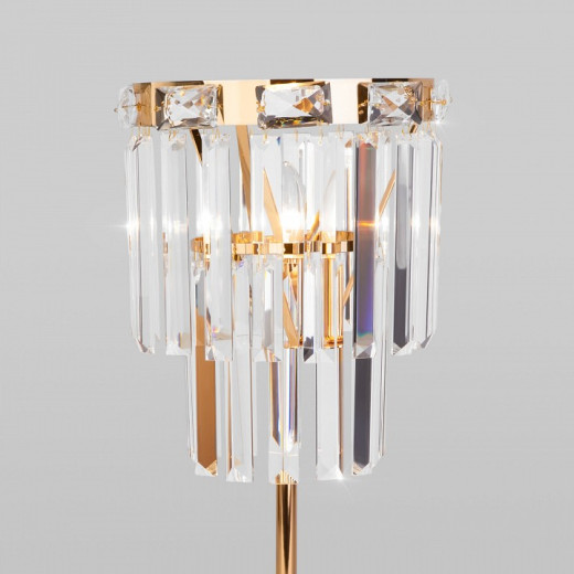 Настольная лампа декоративная Eurosvet Elegante 01136/1 золото/прозрачный хрусталь Strotskis