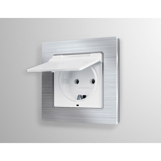Накладка для розетки влагозащищенной с заземлением и со шторками с крышкой Ambrella Volt Quant AP1280