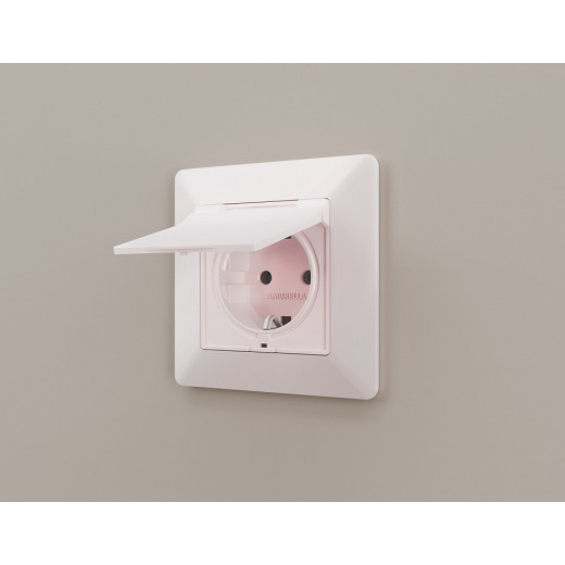 Накладка для розетки влагозащищенной с заземлением и со шторками с крышкой Ambrella Volt Quant AP2080