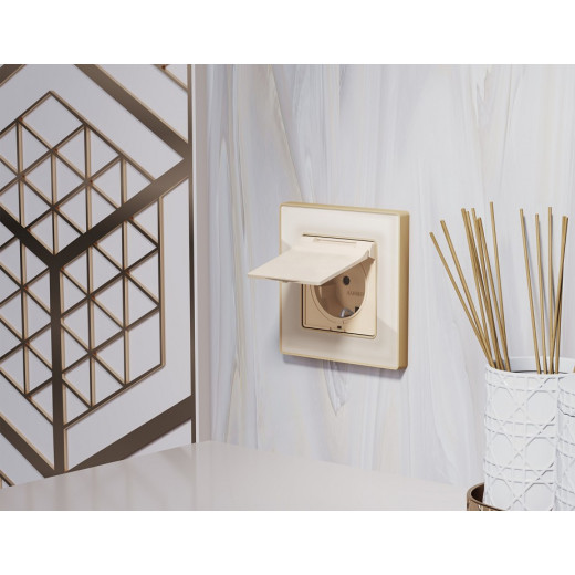 Накладка для розетки влагозащищенной с заземлением и со шторками с крышкой Ambrella Volt Quant AP3280