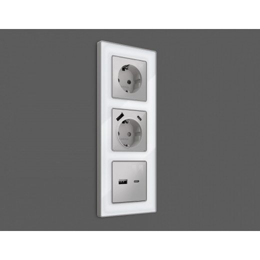 Накладка для розетки с заземлением и со шторками и 2хUSB type A и C Ambrella Volt Quant AP4100