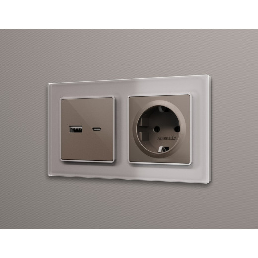 Накладка для розетки с заземлением и со шторками Ambrella Volt Quant AP6370