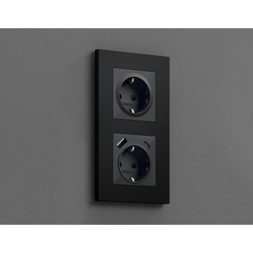 Накладка для розетки с заземлением и со шторками Ambrella Volt Quant AP9070