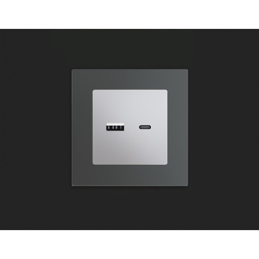 Розетка 2хUSB type A и C без рамки Ambrella Volt Quant MA411010