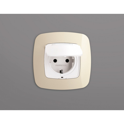 Накладка для розетки влагозащищенной с заземлением и со шторками с крышкой Ambrella Volt Quant OP1280