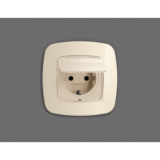 Накладка для розетки влагозащищенной с заземлением и со шторками с крышкой Ambrella Volt Quant OP3280