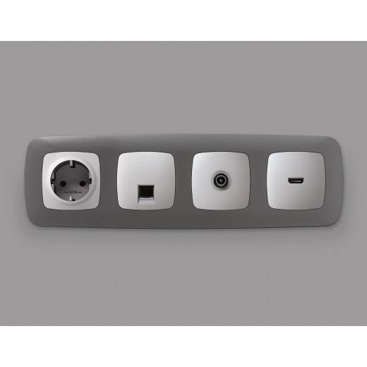 Накладка для розетки с заземлением и со шторками Ambrella Volt Quant OP4070