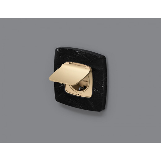 Накладка для розетки влагозащищенной с заземлением и со шторками с крышкой Ambrella Volt Quant OP6080