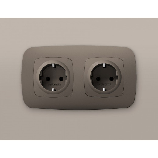 Накладка для розетки с заземлением и со шторками Ambrella Volt Quant OP6370