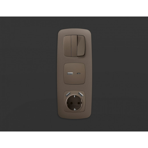 Накладка для розетки с заземлением и со шторками и 2хUSB type A Ambrella Volt Quant OP6390