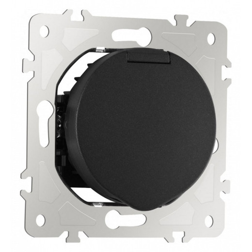 Розетка влагозащищенная с заземлением и со шторкой с крышкой Arte Milano am-202 202.41-1.black