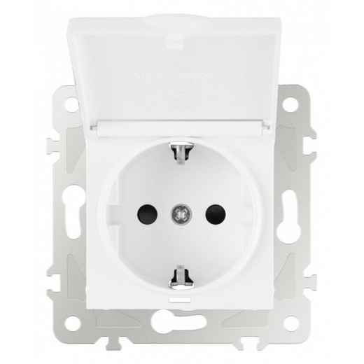 Розетка влагозащищенная с заземлением и со шторкой с крышкой Arte Milano am-203 203.41-1.white