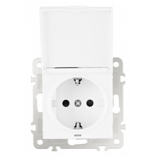 Розетка влагозащищенная с заземлением и со шторкой с крышкой Arte Milano am-206 206.41-1.white
