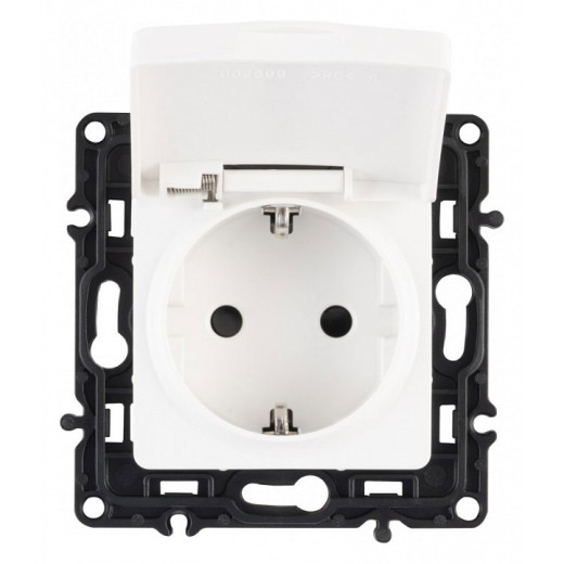 Розетка влагозащищенная с заземлением и со шторкой с крышкой Arte Milano am-217 217.41-1.white