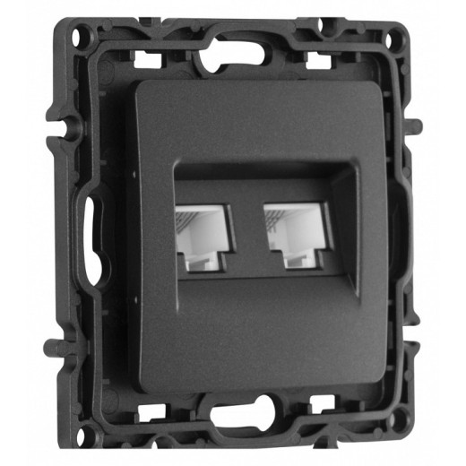 Розетка двойная RJ-11 и Ethernet RJ-45, без рамки Arte Milano am-217 217.44-1.black
