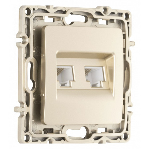 Розетка двойная RJ-11 и Ethernet RJ-45, без рамки Arte Milano am-217 217.44-1.shampan