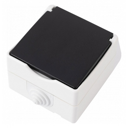 Розетка влагозащищенная с заземлением и со шторкой с крышкой Arte Milano am-309 309.40-1.grey