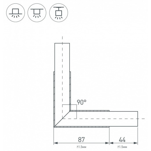 Соединитель угловой L-образный накладной Arlight KLUS 026133