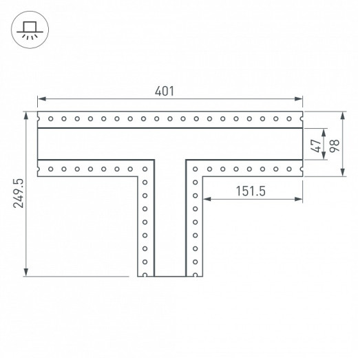 Соединитель угловой T-образный накладной Arlight S-LUX 030107