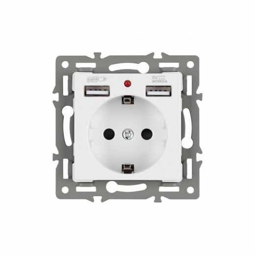 Розетка с заземлением и 2хUSB type A, без рамки Arlight SCT 043733