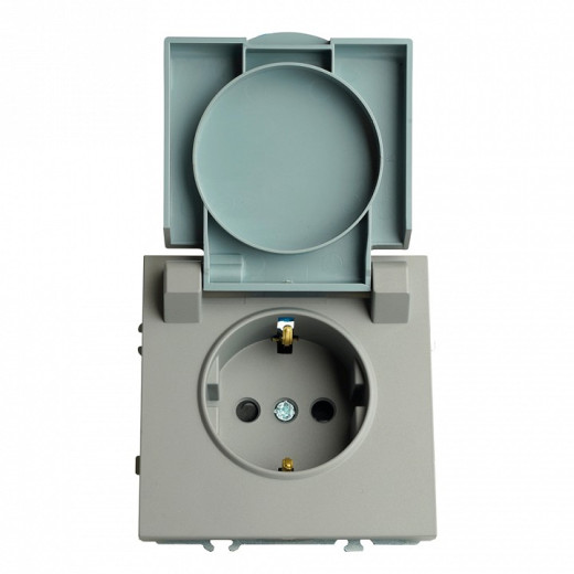 Розетка с заземлением и со шторкой, без рамки с крышкой Stekker Эмили 49959