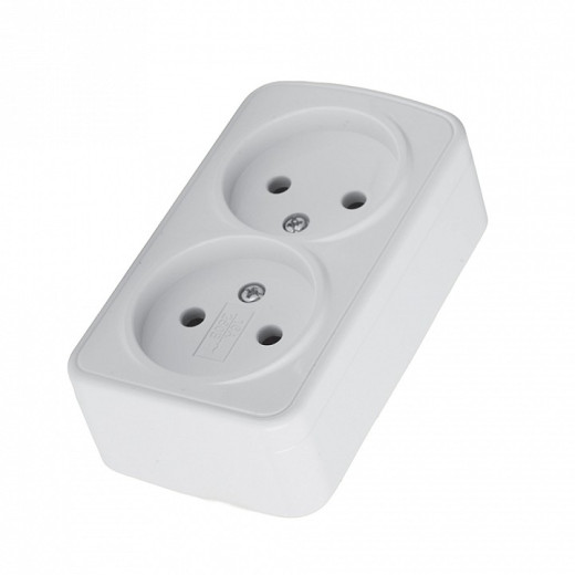 Розетка двойная без заземления Stekker Basic 50075