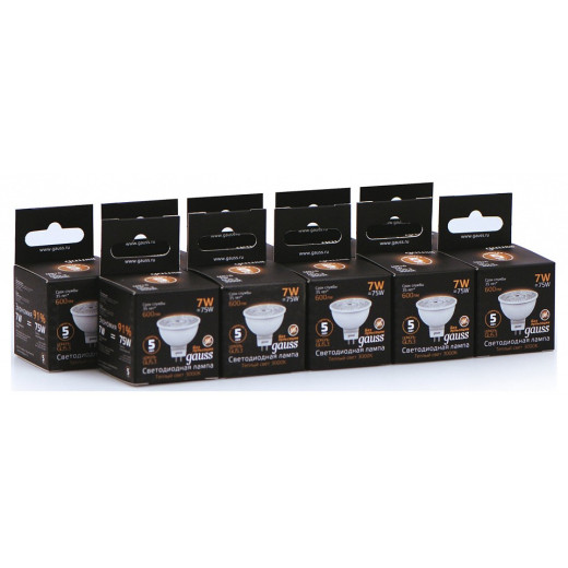 Лампа светодиодная Gauss  GU5.3 7Вт 3000K 101505107
