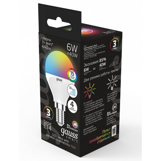 Лампа светодиодная Gauss 406 E14 6Вт 3000-6500K 105101406