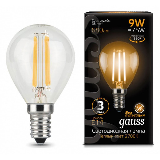 Лампа светодиодная Gauss 1058 E14 9Вт 2700K 105801109