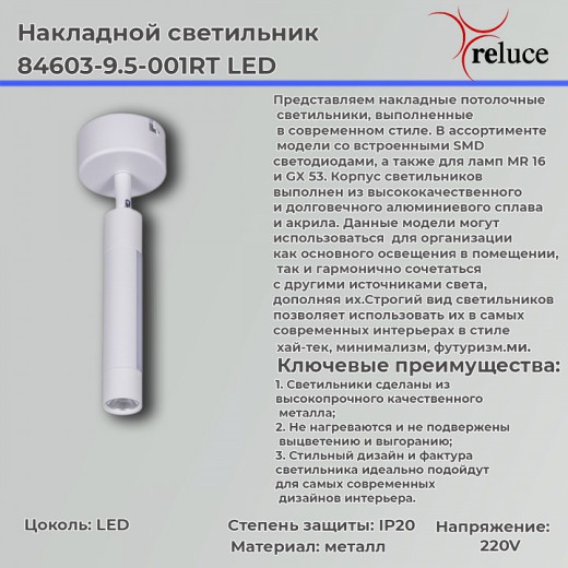 Светильник на штанге 84603-9.5-001RT LED5W*2W WT
