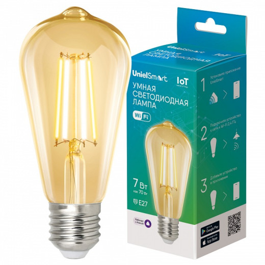 Лампа светодиодная с управлением через Wi-Fi Uniel  E27 7Вт 2700-6500K UL-00011657