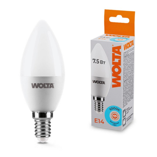 Лампа светодиодная Wolta  E14 7.5Вт 6500K 25WC7.5E14