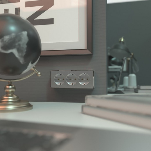 Розетка с заземлением и со шторками Werkel Gallant (серебряный) W5073106