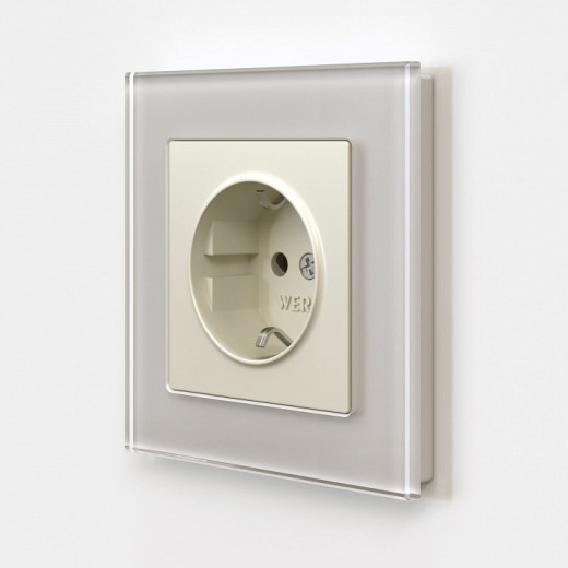 Розетка с заземлением, без рамки Werkel айвори матовый W1171062