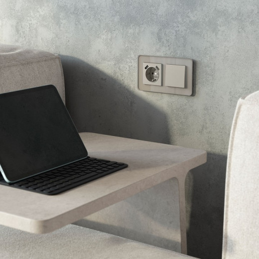 Накладка для розетки с заземлением и 2хUSB Werkel дымчатый W1279504