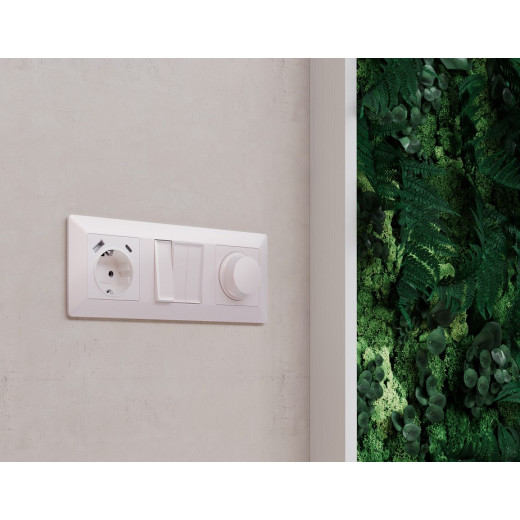 Накладка для розетки с заземлением и со шторками и 2хUSB type A и C Ambrella Volt Quant AP2100