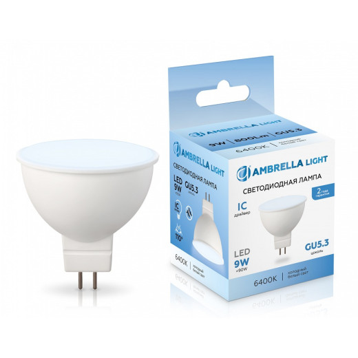Лампа светодиодная Ambrella Light MR16 GU5.3 9Вт 6400K 160906
