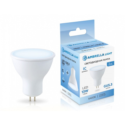 Лампа светодиодная Ambrella Light MR16 GU5.3 13Вт 6400K 161306