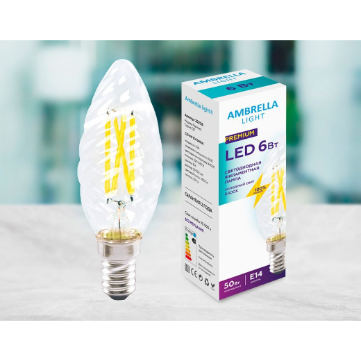 Лампа светодиодная Ambrella Light С37 E14 6Вт 6400K 202126