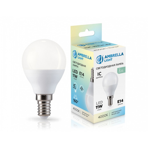 Лампа светодиодная Ambrella Light G45 E14 11Вт 4000K 451114