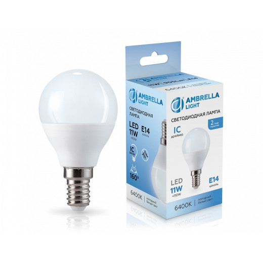 Лампа светодиодная Ambrella Light G45 E14 11Вт 6400K 451116
