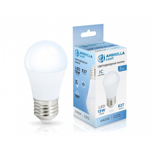 Лампа светодиодная Ambrella Light G45 E27 13Вт 6400K 451306