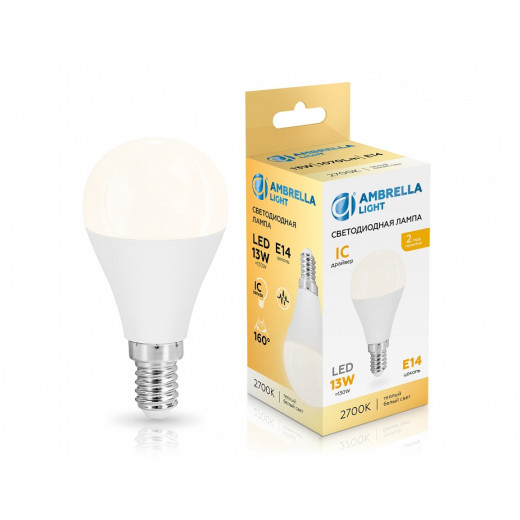 Лампа светодиодная Ambrella Light G45 E14 13Вт 2700K 451313